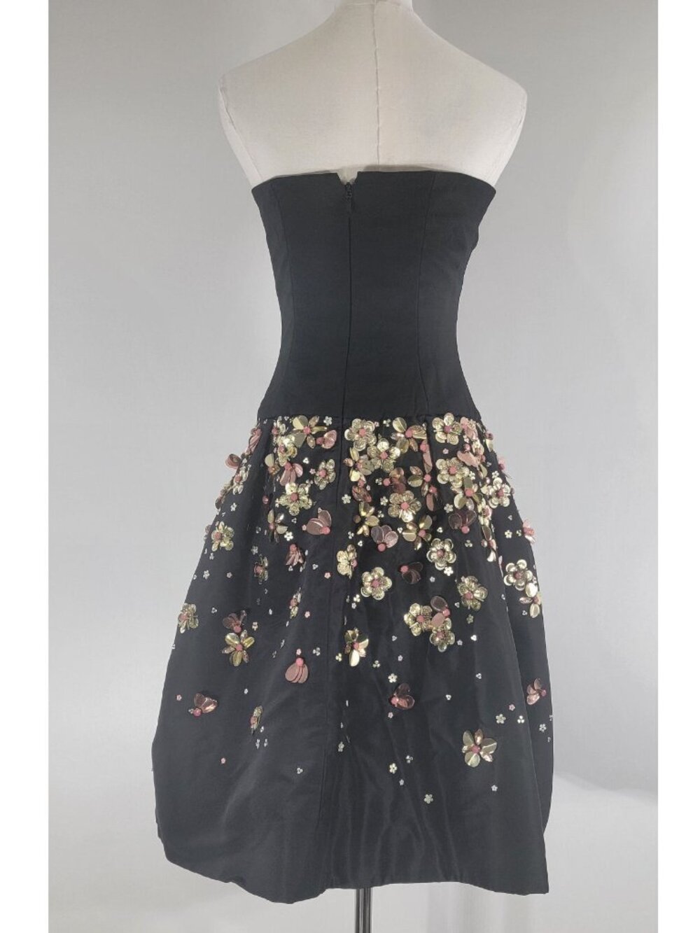 Monique Lhuillier Strapless Embellished Cocktail Dress, Black, Womens Size 6 - Picture 4 of 9